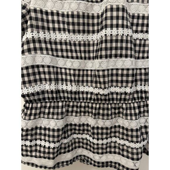 J Crew Black and White Plaid Daisy Peplum Plaid Cotton Blouse size Medium - Picture 5 of 8